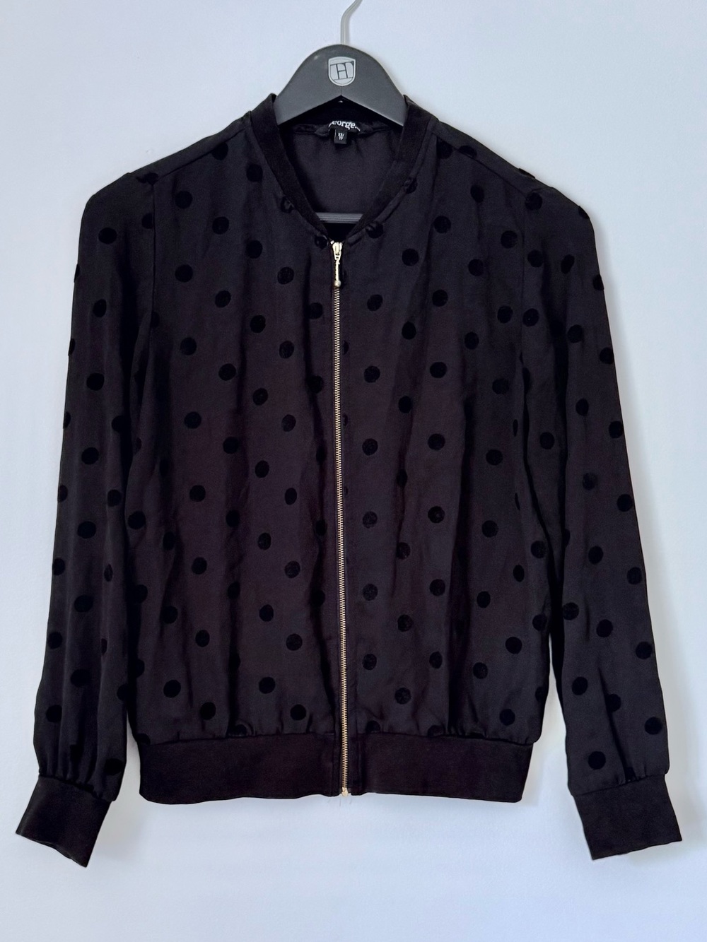 George Black Polka Dot Bomber Jacket SZ.XS
